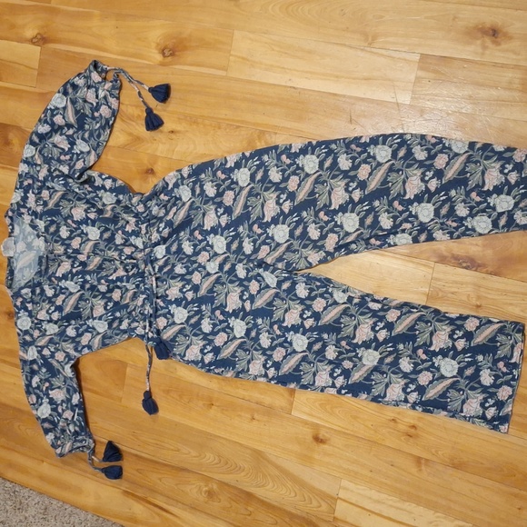 Anthropologie dRA Messi Jumpsuit Size Small Blue Floral Oversized - Picture 5 of 13